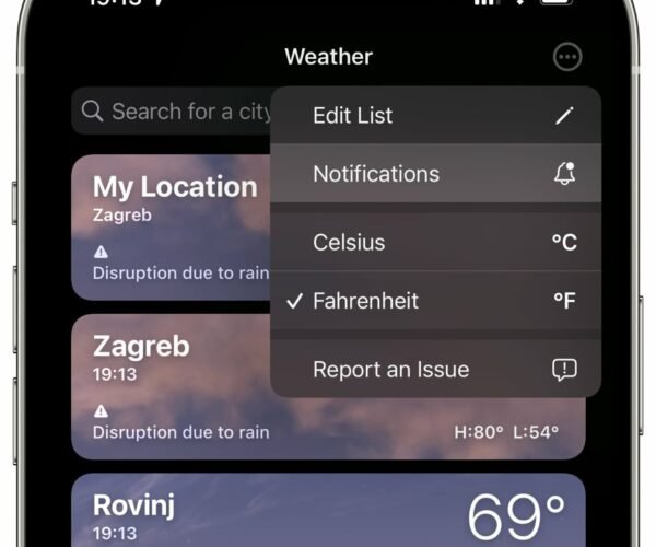 Apple Weather: ¿Puedo configurar notificaciones de precipitación de la próxima hora para mi ubicación?